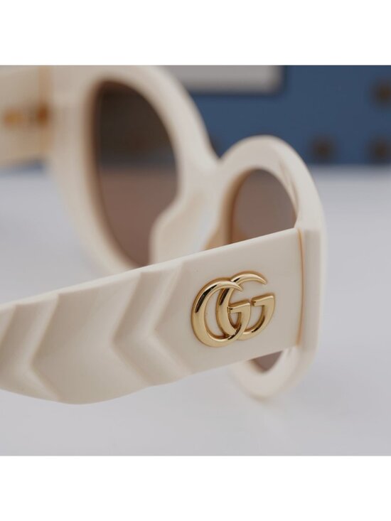 Gucci GG0809S 002 Cat Eye Sunglasses - Ivory / Brown main image 9